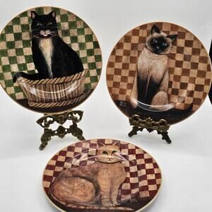 David Carter Brown Country Kitties Cat Decorative Plates 3-Vintage Collectibles